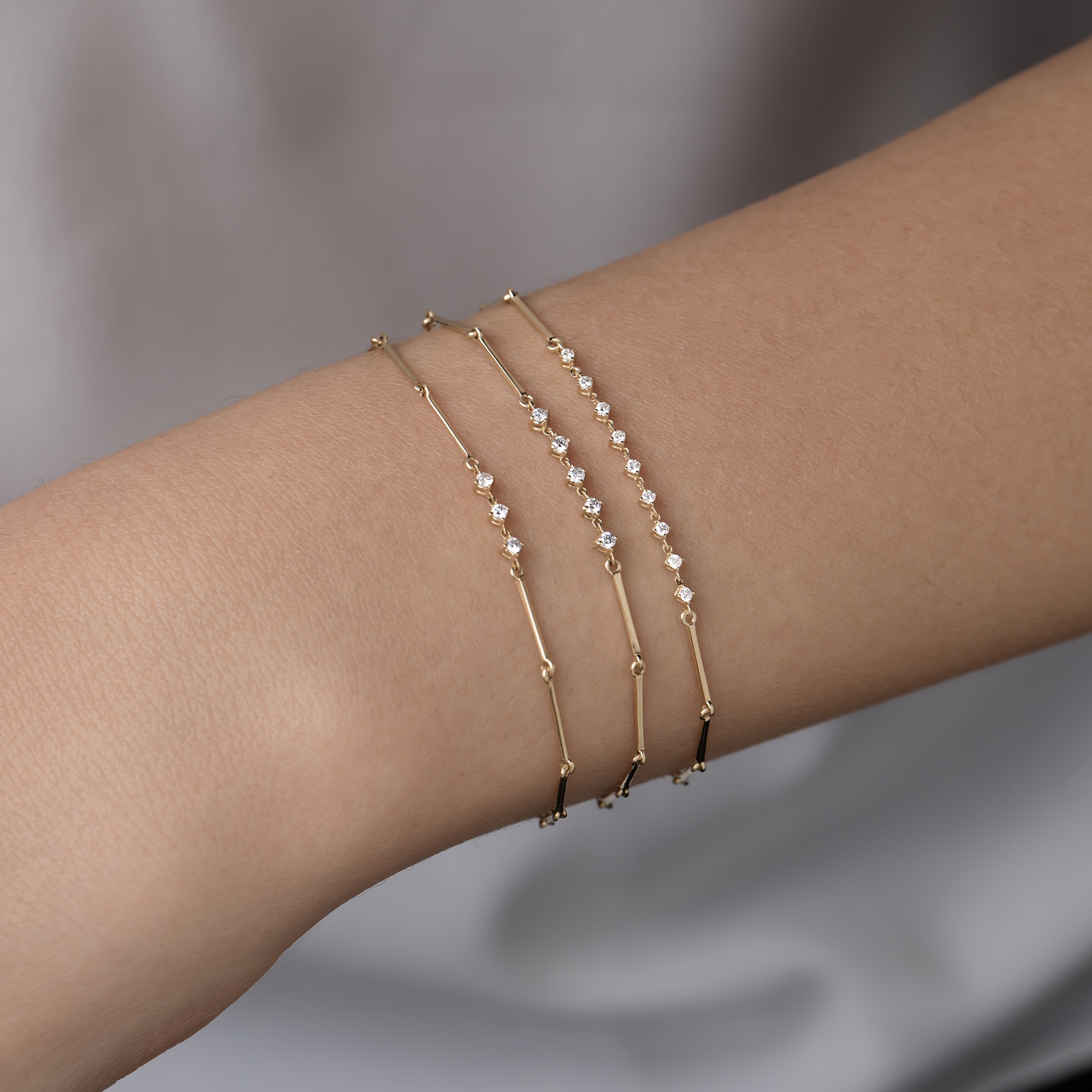 Pırlantalı Minimal Altın Bileklik