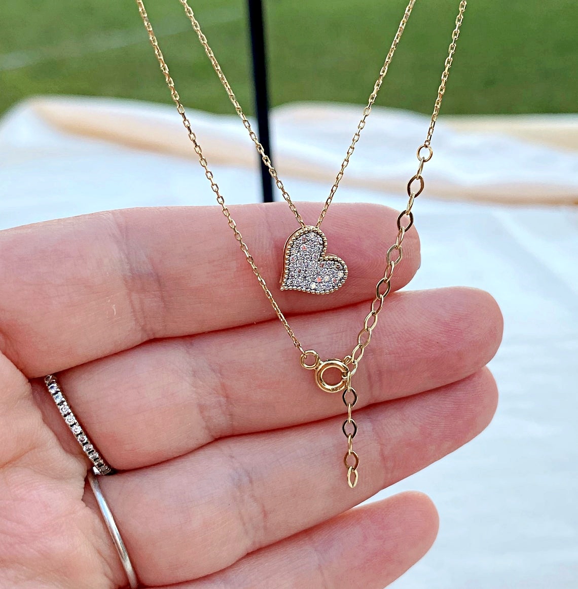 Pırlantalı Kalp Kolye