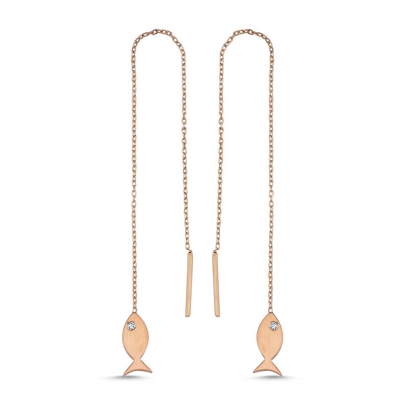 Pırlantalı Balık Küpe