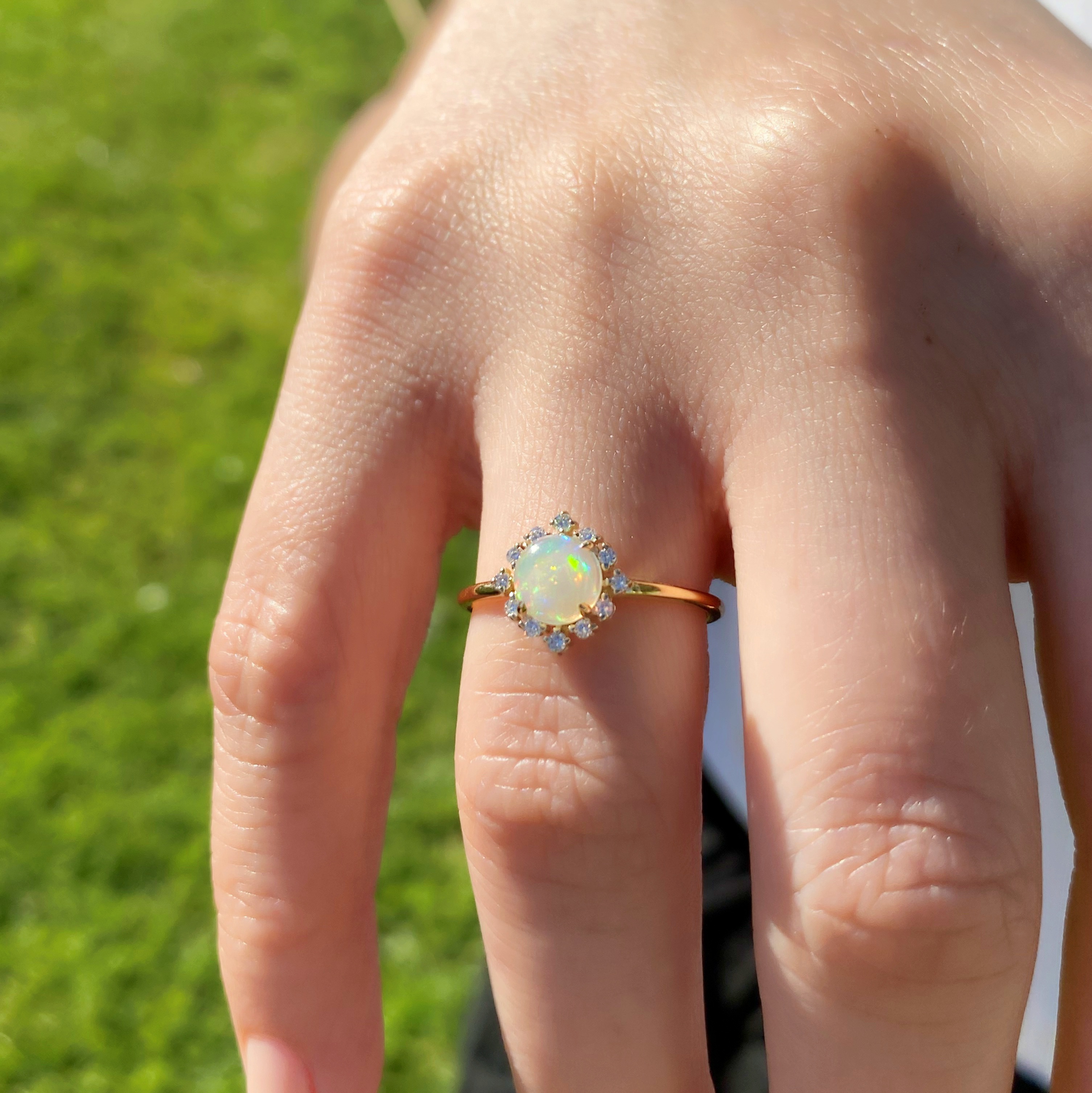 Opal Taşlı Pırlantalı Anturaj Yüzük
