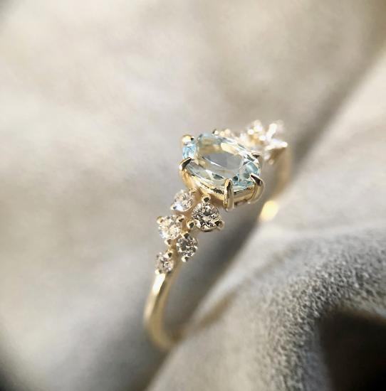 Aquamarine ve Pırlanta Yüzük