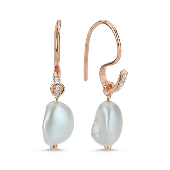 Pırlantalı İnci Küpe, Nuumu Jewelry