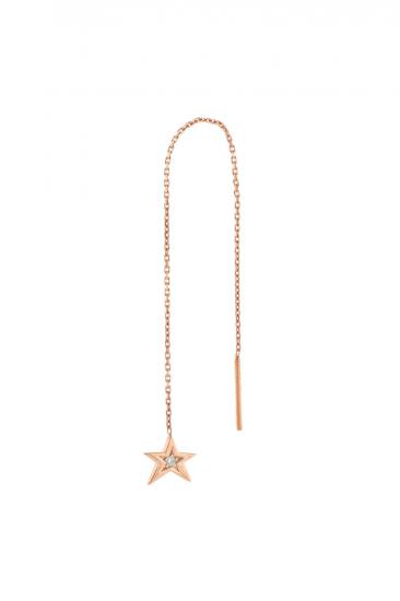 Pırlantalı Yıldız Küpe, Minimal Küpeler, Sallantı Küpe Modelleri, Altın Küpe, Nuumu Jewelry
