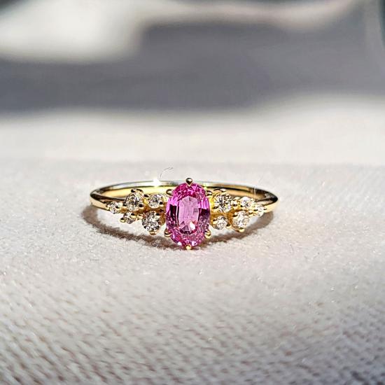 Pembe Safir & Pırlanta Vintage Tasarım Yüzük